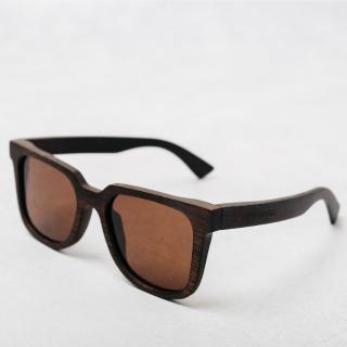 Dark Bamboo Wood Sunglasses Handmade with Brown Lenses