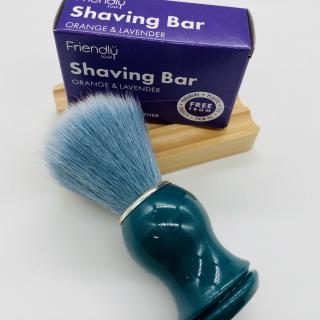 Eco Shaving Bar and Brush with Soap Dish Gift Set 