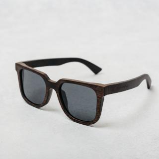 Dark Bamboo Wood Sunglasses Handmade with Black Lenses