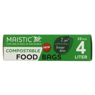 Maistic Compostable Food and Freezer Bags x20 Bags 4 Litre