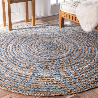 Recycled Denim and Jute Rug 150 cm