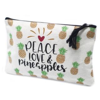 Peace Love and Pineapples Makeup Bag