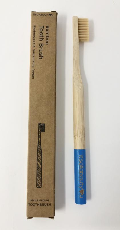 Bamboo Toothbrush Medium Bristles for Adults Blue