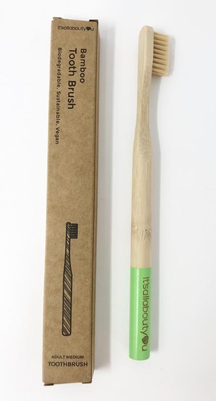 Bamboo Toothbrush Medium Bristles for Adults Green