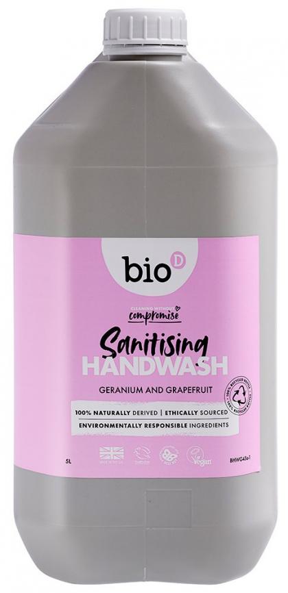 Bio-D Sanitising Hand Wash Geranium and Grapefruit - 5L