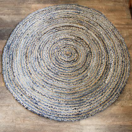 Recycled Denim and Jute Rug 150 cm