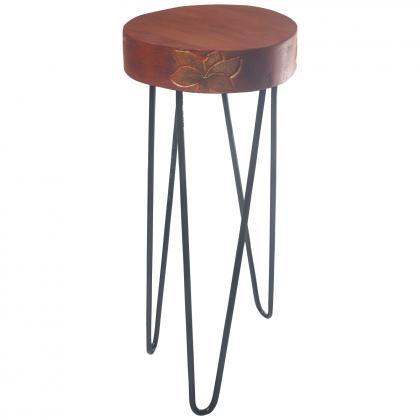Albasia Wood Plant Stand in Terracotta and Black