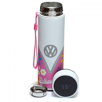 Volkswagen VW T1 Camper Bus Reusable Stainless Steel Hot & Cold Thermal Insulated Drinks Bottle Digital Thermometer 450ml