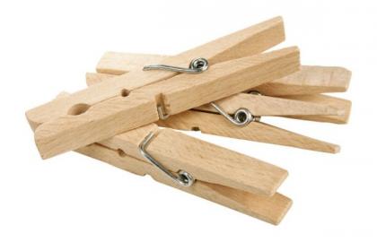 Bamboo Wood Clothes Pegs with Cotton Storage Bag x100