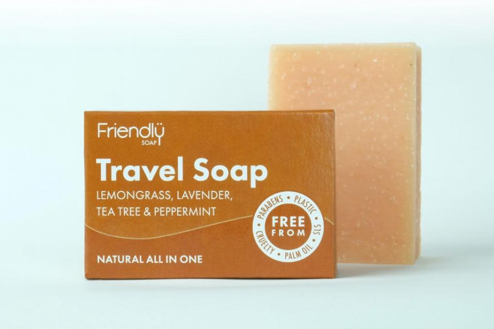 Friendly Travel Soap Bar for Hair, Body and Laundry 95g